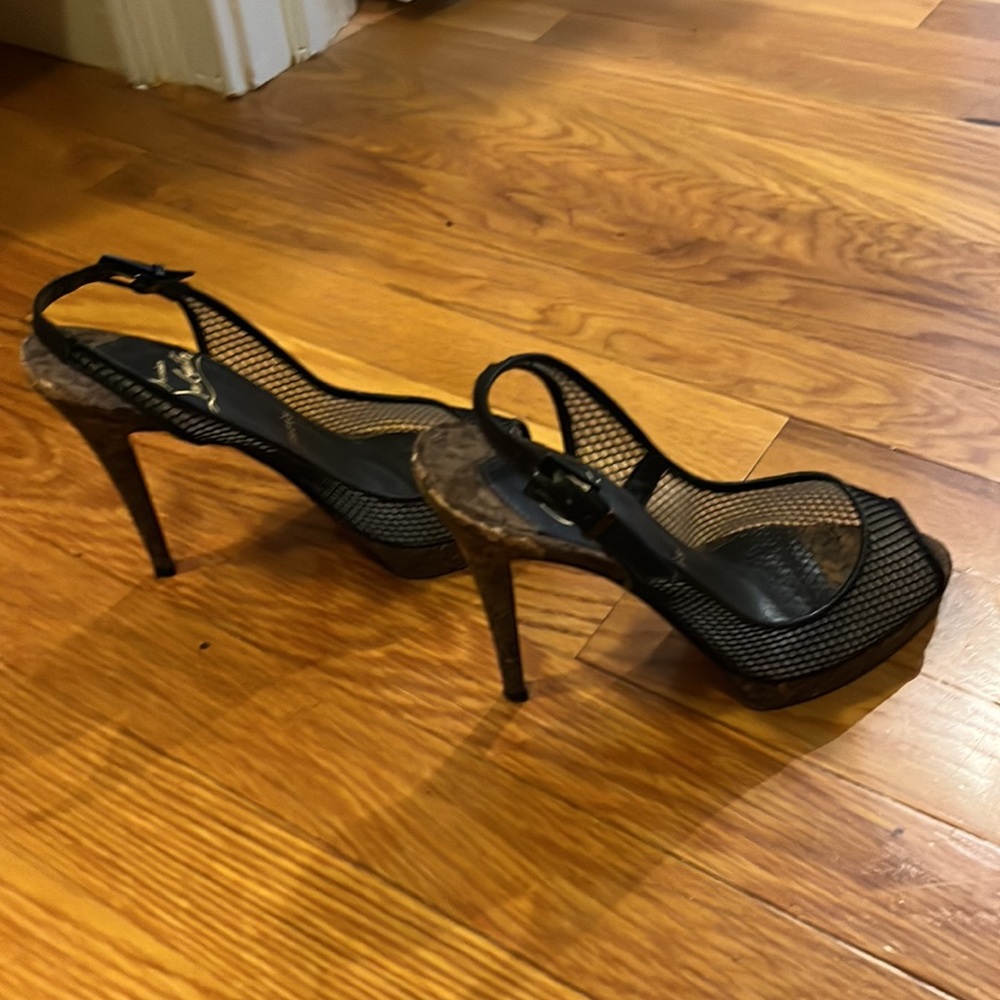 Sheer Net Sling Back Cork Heel - image 4